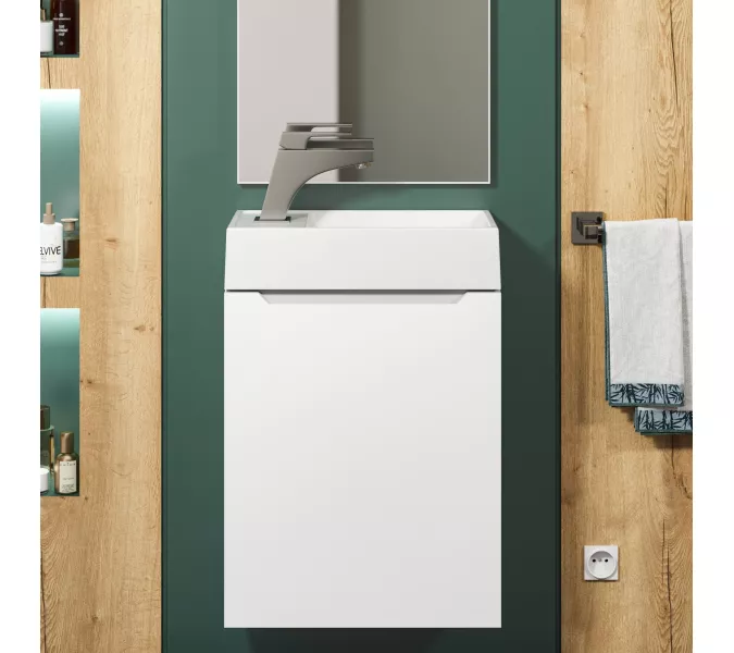 Раковина для ванной Uperwood Classic New, белая глянцевая, с накладкой для слива, Выбрать цвет: Белый, Выбрать размер: 40, изображение 14