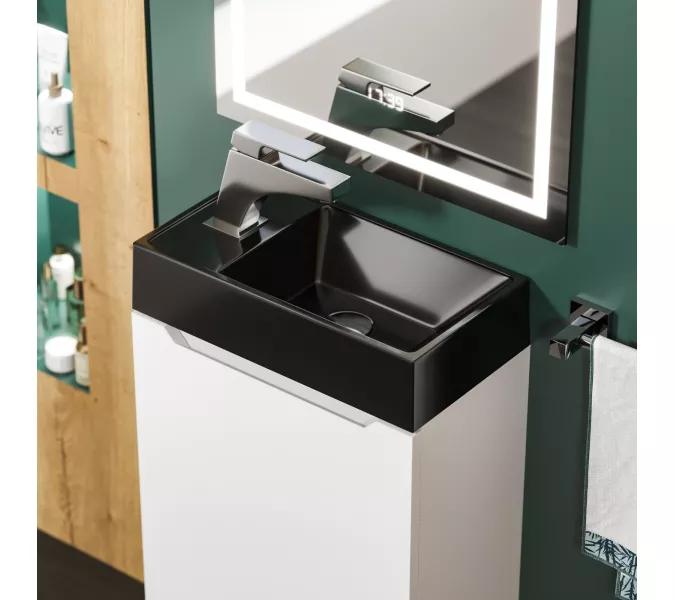 Раковина для ванной  Uperwood Classic New, черная глянцевая, с накладкой для слива, Выбрать цвет: Черный, Выбрать размер: 41, изображение 10