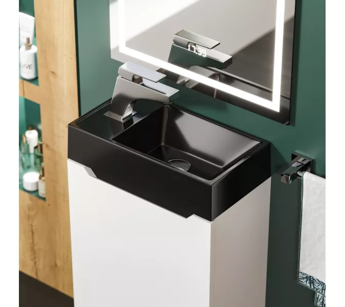 Раковина для ванной  Uperwood Classic New, черная глянцевая, с накладкой для слива, Выбрать цвет: Черный, Выбрать размер: 41, изображение 12