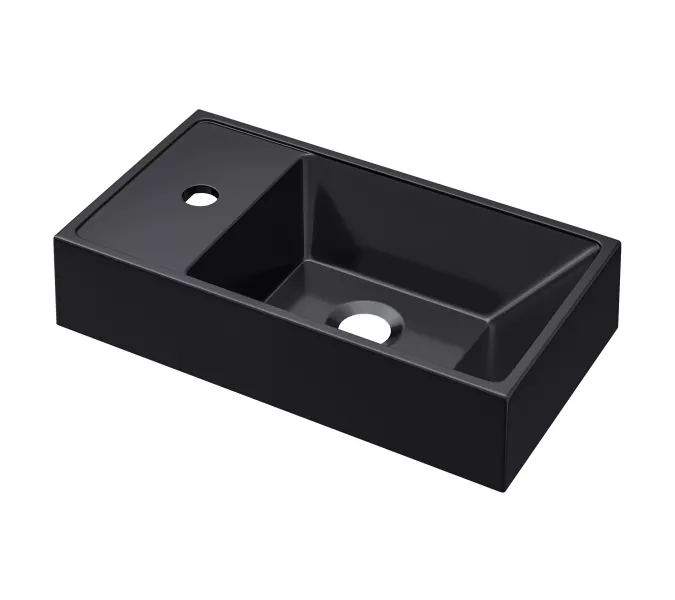 Раковина для ванной  Uperwood Classic New, черная глянцевая, с накладкой для слива, Выбрать цвет: Черный, Выбрать размер: 41