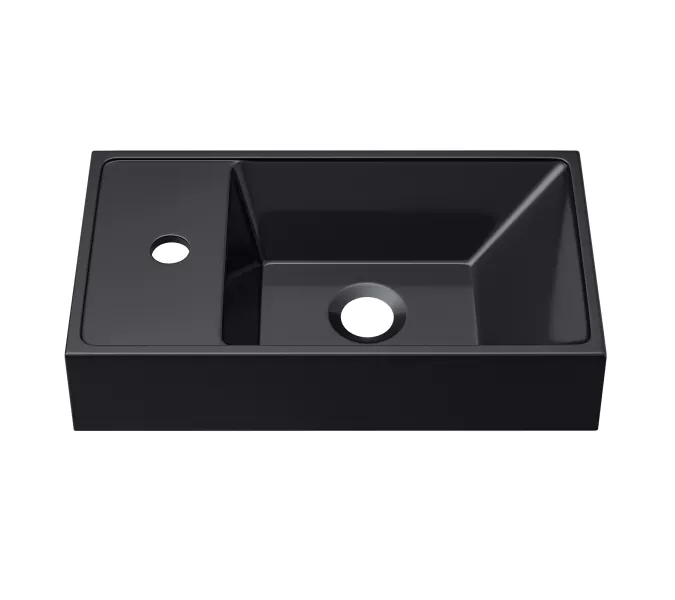 Раковина для ванной  Uperwood Classic New, черная глянцевая, с накладкой для слива, Выбрать цвет: Черный, Выбрать размер: 41, изображение 2