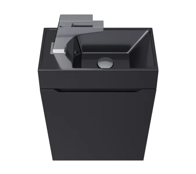 Раковина для ванной  Uperwood Classic New, черная глянцевая, с накладкой для слива, Выбрать цвет: Черный, Выбрать размер: 41, изображение 4