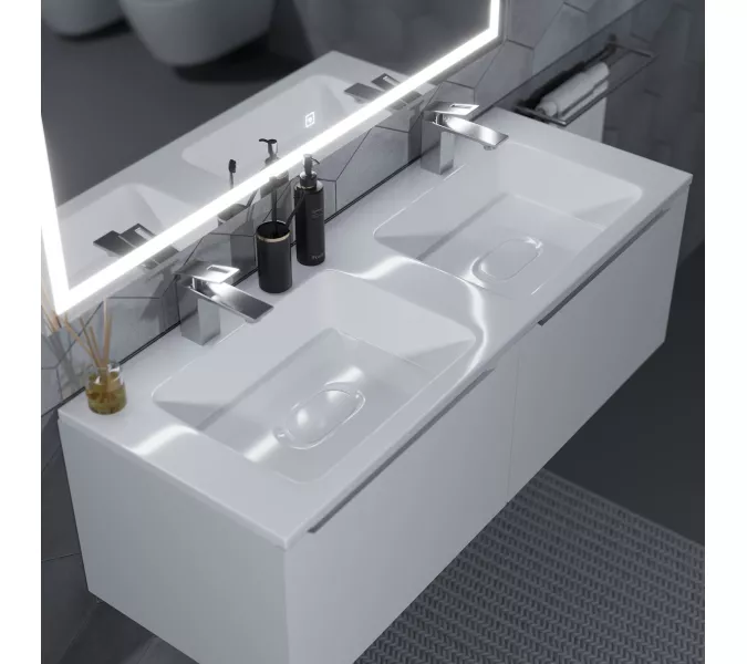 Раковина для ванной Uperwood Modul 122х45х12 см, белая глянцевая, изображение 5