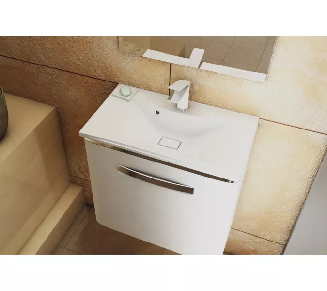 Раковина для ванной Elen ,белая, с декоративной накладкой для слива, Выбрать цвет: Белый, Выбрать размер: 65, изображение 2