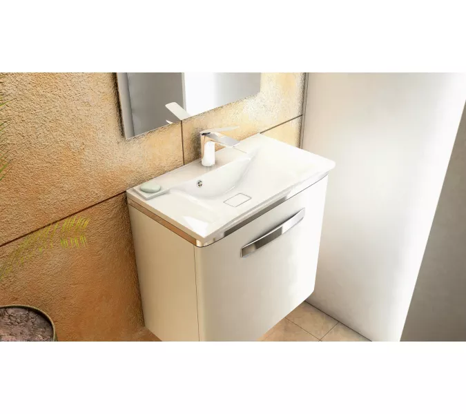 Раковина для ванной Elen ,белая, с декоративной накладкой для слива, Выбрать цвет: Белый, Выбрать размер: 65, изображение 3