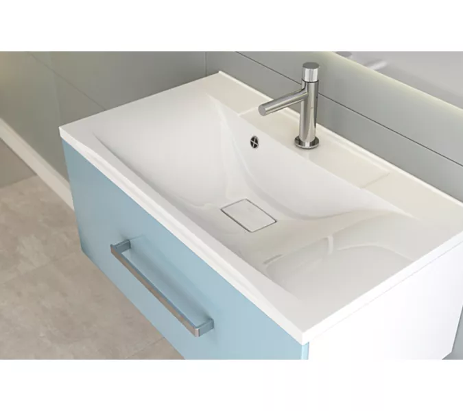 Раковина для ванной Elen ,белая, с декоративной накладкой для слива, Выбрать цвет: Белый, Выбрать размер: 80, изображение 2