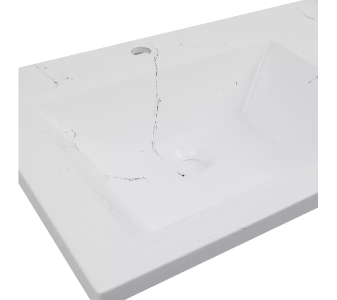 Раковина над стиральной машиной Uperwood Марсал 120х48,6х15 см, белый мрамор, левая, крыло справа, Выбрать цвет: белый мрамор, Внешний вид: Крыло справа, изображение 2