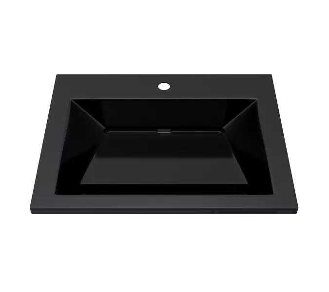 Раковина для ванной  Uperwood Olivia, с щелевым сливом, черная глянцевая, Выбрать цвет: Черный, Выбрать размер: 60, изображение 2