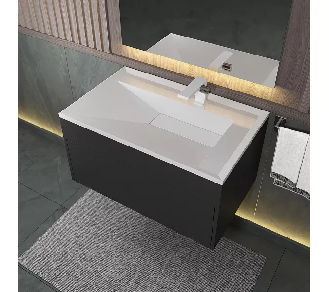 Раковина для ванной Uperwood Lotus Premium , белая глянцевая, Выбрать цвет: Белый глянцевый, Выбрать размер: 80, изображение 3