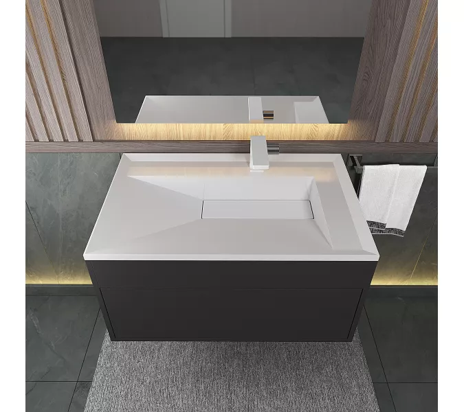 Раковина для ванной Uperwood Lotus Premium , белая глянцевая, Выбрать цвет: Белый глянцевый, Выбрать размер: 80, изображение 4