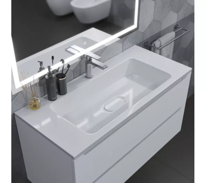 Раковина для ванной Uperwood Modul  белая глянцевая, Выбрать цвет: Белый, Выбрать размер: 100, изображение 7