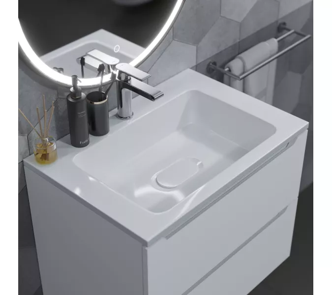 Раковина для ванной Uperwood Modul  белая глянцевая, Выбрать цвет: Белый, Выбрать размер: 65, изображение 4