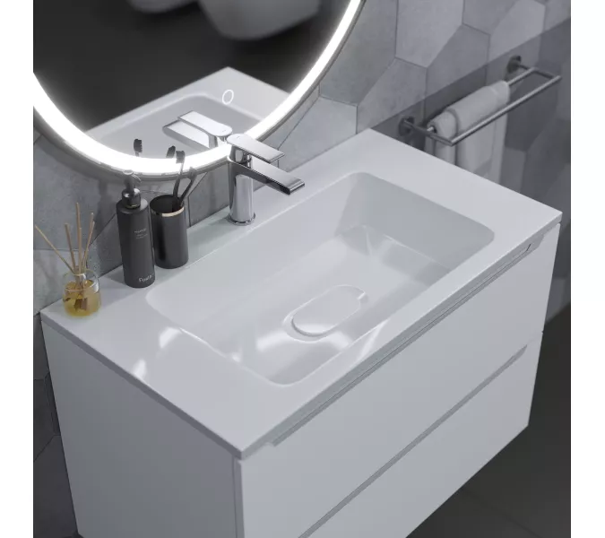 Раковина для ванной Uperwood Modul  белая глянцевая, Выбрать цвет: Белый, Выбрать размер: 80, изображение 7