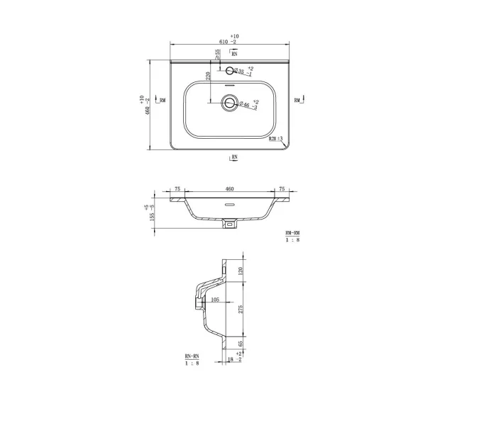 Раковина для ванной Uperwood Monica, белая глянцевая, Выбрать цвет: Белый, Выбрать размер: 60, изображение 5