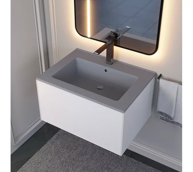 Раковина для ванной  Uperwood Parma Quartz, серая матовая, бетон, Выбрать цвет: Бетон, Выбрать размер: 65, изображение 3