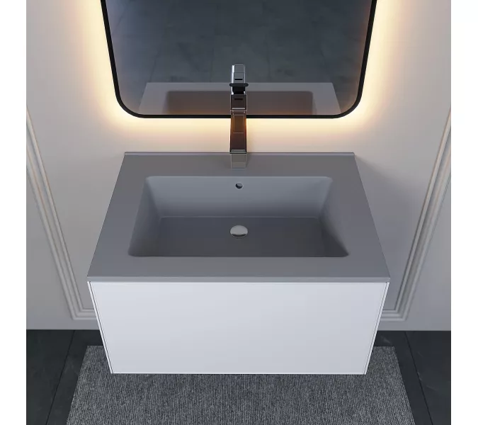 Раковина для ванной  Uperwood Parma Quartz, серая матовая, бетон, Выбрать цвет: Бетон, Выбрать размер: 65, изображение 4