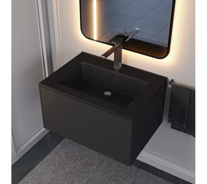 Раковина для ванной  Uperwood Parma Quartz, черная матовая, космос                  , Выбрать цвет: Космос, Выбрать размер: 65, изображение 3