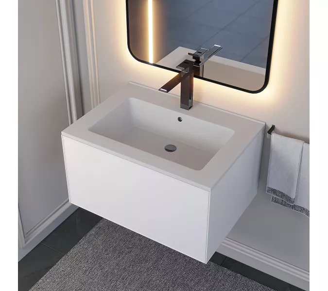 Раковина для ванной  Uperwood Parma Quartz, белая матовая, жасмин, Выбрать цвет: Жасмин, Выбрать размер: 65, изображение 3