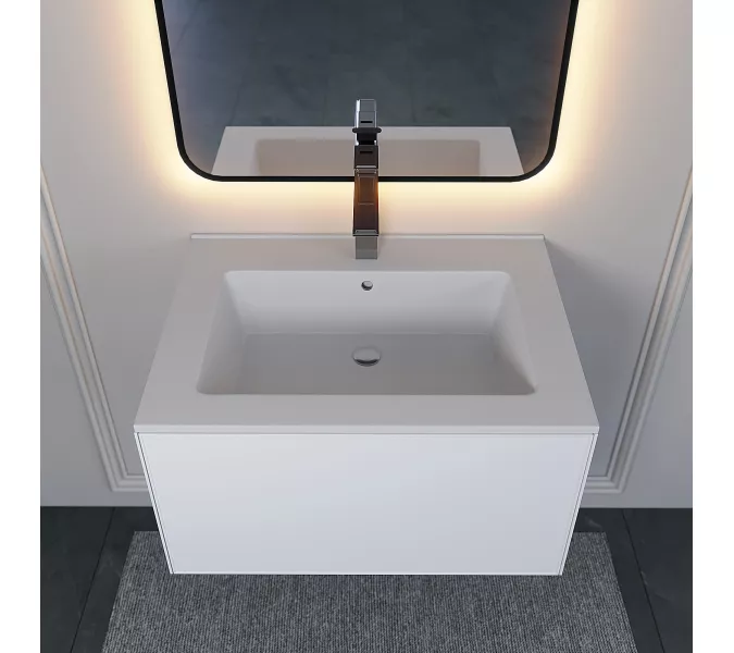 Раковина для ванной  Uperwood Parma Quartz, белая матовая, жасмин, Выбрать цвет: Жасмин, Выбрать размер: 65, изображение 4