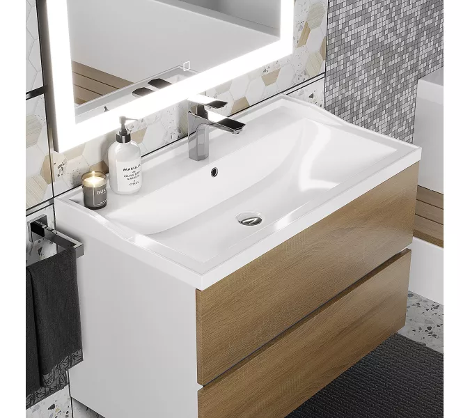 Раковина для ванной Uperwood Family, белая глянцевая, Выбрать цвет: Белый, Выбрать размер: 80, изображение 4