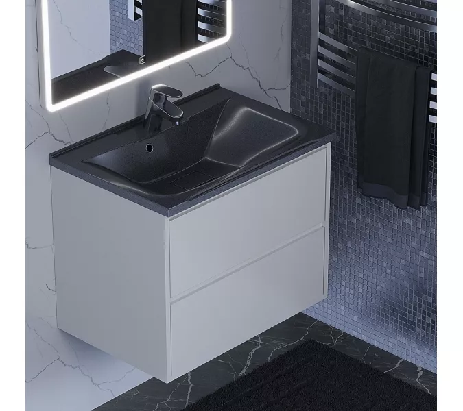 Раковина для ванной Uperwood Elen  черный , с накладкой для слива, Выбрать цвет: Черный, Выбрать размер: 75, изображение 3