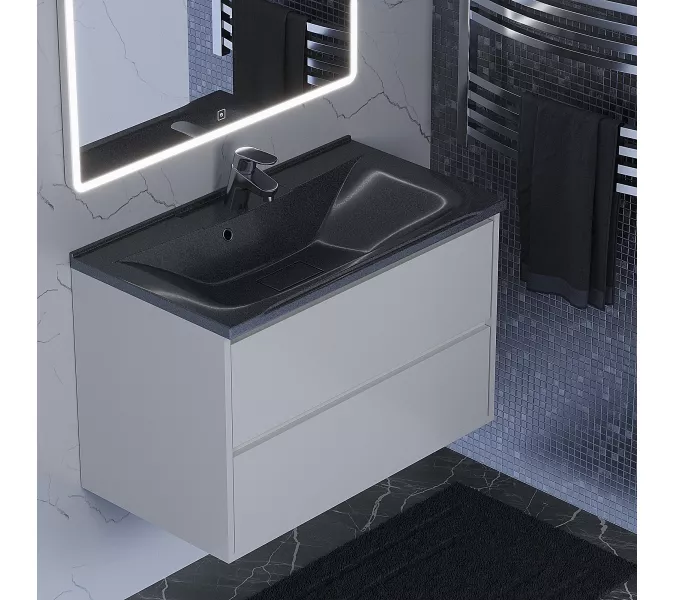 Раковина для ванной Uperwood Elen  черный , с накладкой для слива, Выбрать цвет: Черный, Выбрать размер: 80, изображение 2