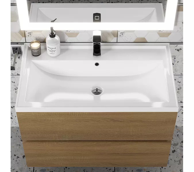 Раковина для ванной Uperwood Family, белая глянцевая, Выбрать цвет: Белый, Выбрать размер: 80, изображение 5