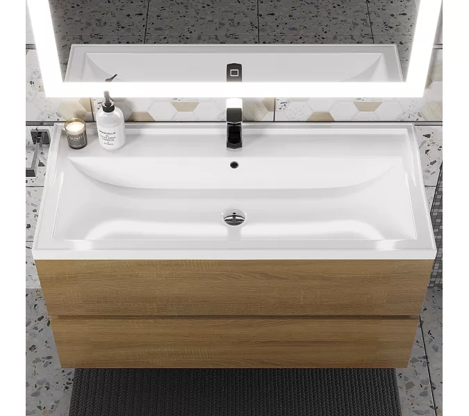 Раковина для ванной Uperwood Family, белая глянцевая, Выбрать цвет: Белый, Выбрать размер: 100, изображение 7