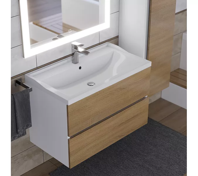 Раковина для ванной Uperwood Family, белая глянцевая, Выбрать цвет: Белый, Выбрать размер: 80, изображение 6