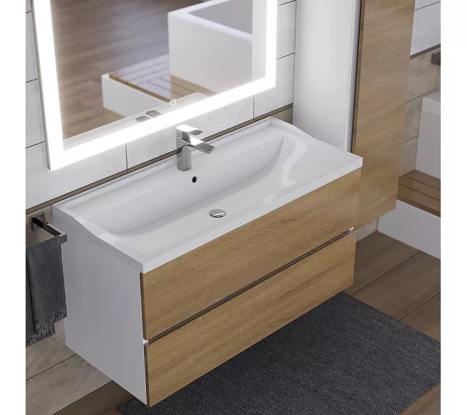 Раковина для ванной Uperwood Family, белая глянцевая, Выбрать цвет: Белый, Выбрать размер: 100, изображение 5