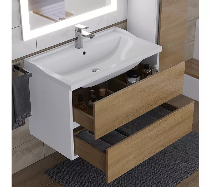 Раковина для ванной Uperwood Family, белая глянцевая, Выбрать цвет: Белый, Выбрать размер: 80, изображение 7