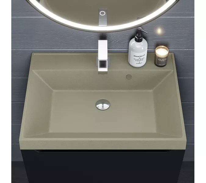 Раковина для ванной  Uperwood Classic Quartz, кварцевая, бежевая матовая, десерт, Выбрать цвет: Десерт, Выбрать размер: 60, изображение 5