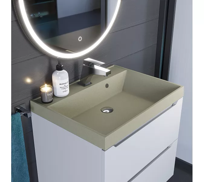 Раковина для ванной  Uperwood Classic Quartz, кварцевая, бежевая матовая, десерт, Выбрать цвет: Десерт, Выбрать размер: 60, изображение 6