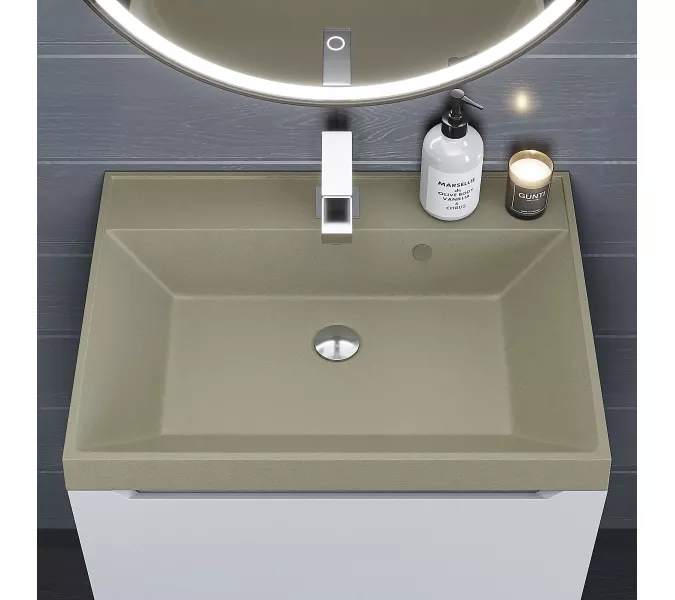 Раковина для ванной  Uperwood Classic Quartz, кварцевая, бежевая матовая, десерт, Выбрать цвет: Десерт, Выбрать размер: 60, изображение 7