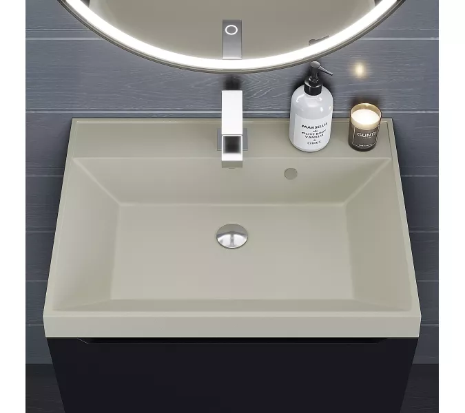 Раковина для ванной  Uperwood Classic Quartz, кварцевая, бежевая матовая, лён, Выбрать цвет: Лён, Выбрать размер: 60, изображение 4