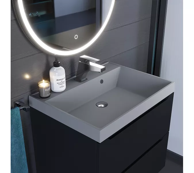 Раковина для ванной  Uperwood Classic Quartz, кварцевая, серая матовая, бетон, Выбрать цвет: Бетон, Выбрать размер: 60, изображение 4