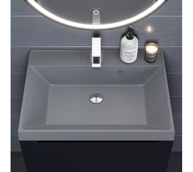 Раковина для ванной  Uperwood Classic Quartz, кварцевая, серая матовая, бетон, Выбрать цвет: Бетон, Выбрать размер: 60, изображение 5