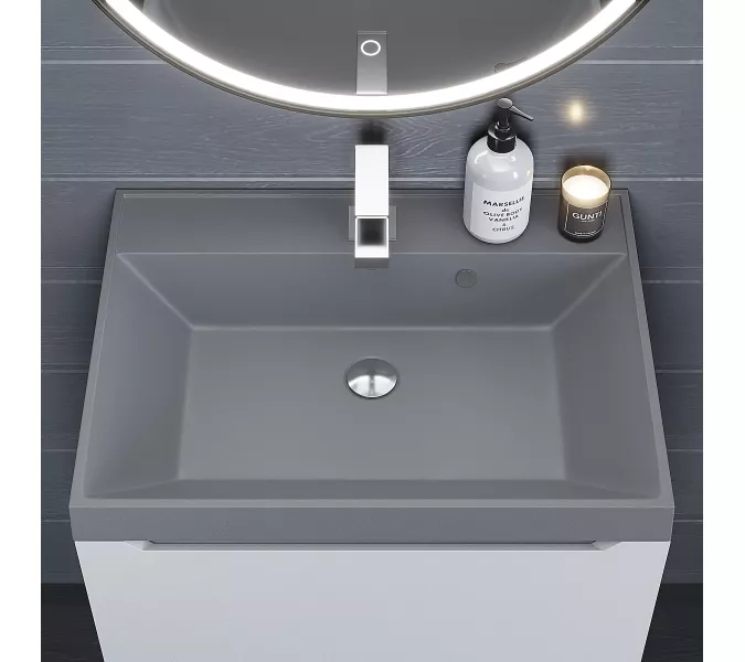 Раковина для ванной  Uperwood Classic Quartz, кварцевая, серая матовая, бетон, Выбрать цвет: Бетон, Выбрать размер: 60, изображение 3