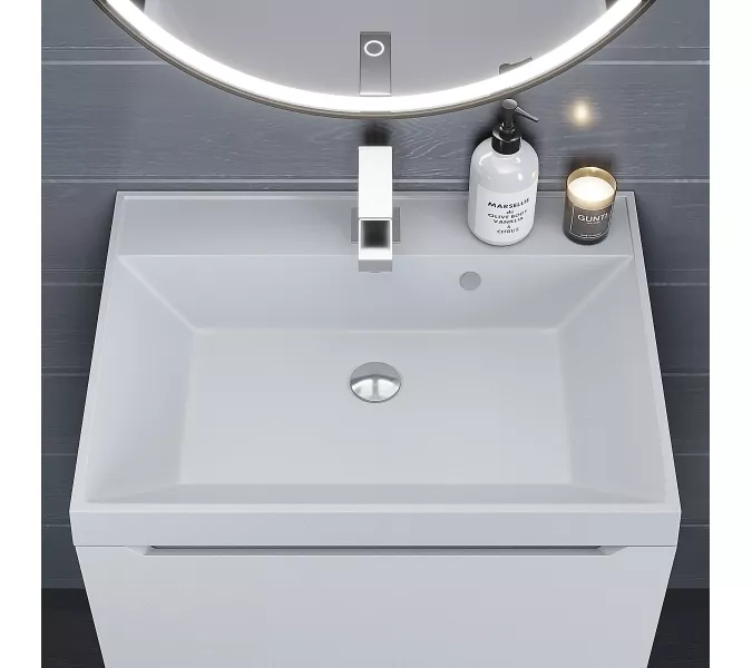 Раковина для ванной Uperwood Classic Quartz, кварцевая, белая матовая, жасмин, Выбрать цвет: Жасмин, Выбрать размер: 60, изображение 4