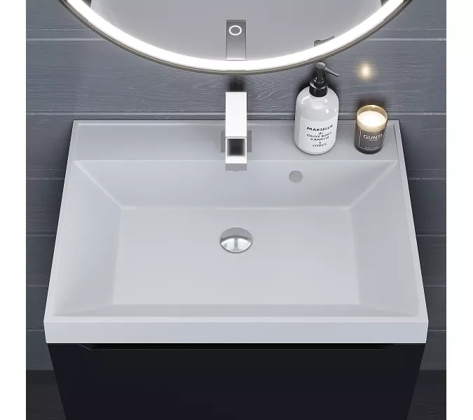 Раковина для ванной Uperwood Classic Quartz, кварцевая, белая матовая, жасмин, Выбрать цвет: Жасмин, Выбрать размер: 60, изображение 6