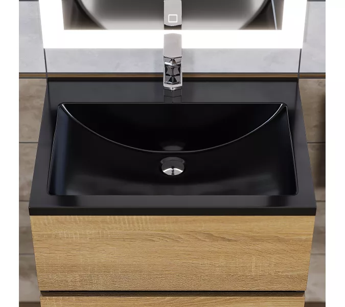 Раковина для ванной Uperwood Self  черная глянцевая, Выбрать цвет: Черный, Выбрать размер: 60, изображение 4