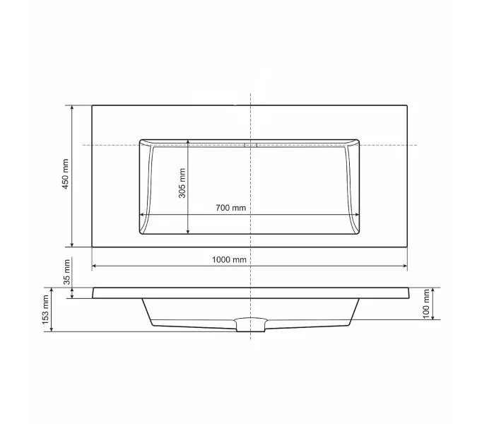 Раковина для ванной 100 см, Uperwood Infinity, без отверстия для смесителя, белая глянцевая, изображение 7