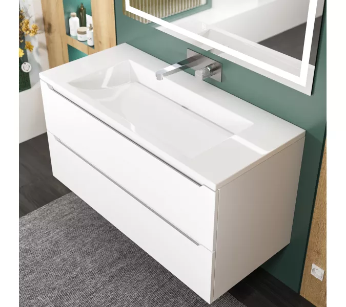 Раковина для ванной 100 см, Uperwood Infinity, без отверстия для смесителя, белая глянцевая, изображение 5