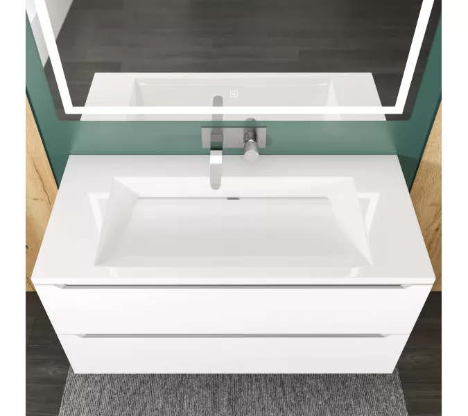 Раковина для ванной 100 см, Uperwood Infinity, без отверстия для смесителя, белая глянцевая, изображение 6