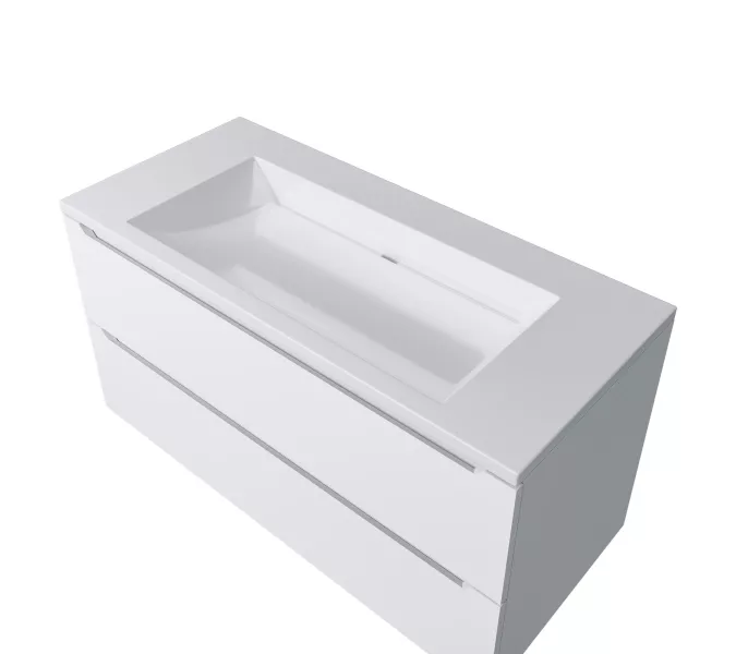 Раковина для ванной 100 см, Uperwood Infinity, без отверстия для смесителя, белая глянцевая, изображение 3