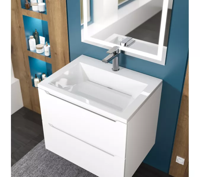 Раковина для ванной  Uperwood Olivia, с щелевым сливом, белая глянцевая, Выбрать цвет: Белый, Выбрать размер: 60, изображение 3