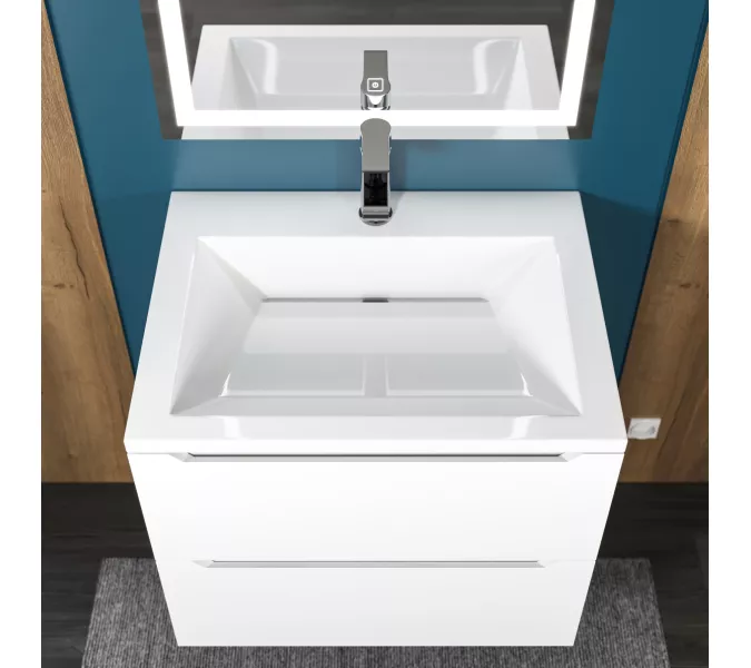 Раковина для ванной  Uperwood Olivia, с щелевым сливом, белая глянцевая, Выбрать цвет: Белый, Выбрать размер: 60, изображение 4