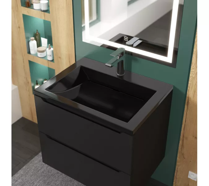 Раковина для ванной  Uperwood Infinity, черная глянцевая, Выбрать цвет: Черный, Выбрать размер: 60, изображение 3