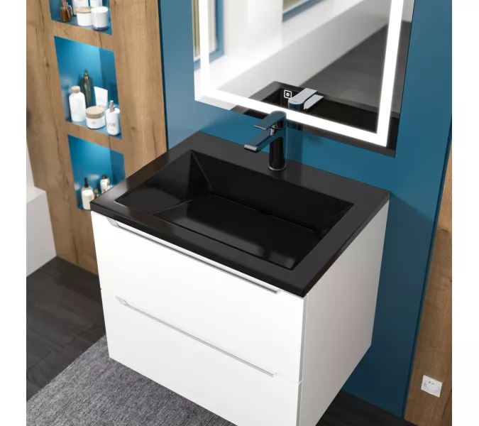 Раковина для ванной  Uperwood Olivia, с щелевым сливом, черная глянцевая, Выбрать цвет: Черный, Выбрать размер: 60, изображение 3