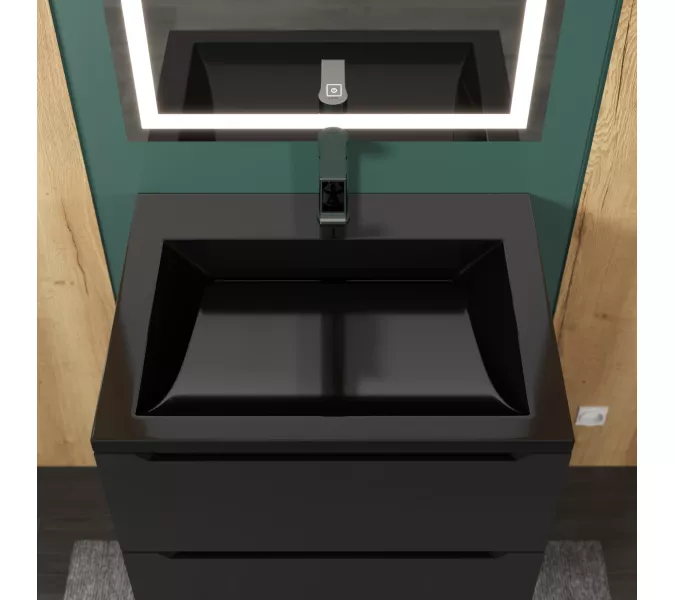 Раковина для ванной  Uperwood Infinity, черная глянцевая, Выбрать цвет: Черный, Выбрать размер: 60, изображение 4